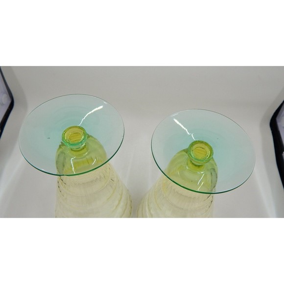 Utility Glass Works Cambodia Ware Vaseline Green Foot Ice Tea Water Goblet Set 4 - Picture 12 of 16
